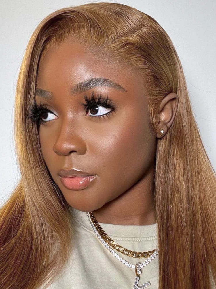 Honey Brown Straight 13x4 Lace Hair Wigs