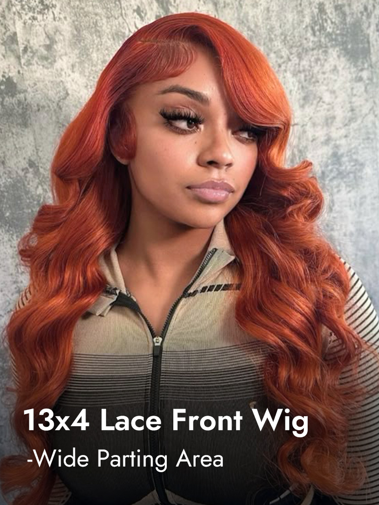 Copper Orange Body Wave Lace Frontal Wig