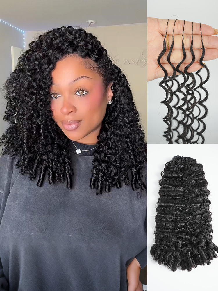 Burmese Curly Feather Crochet Hair