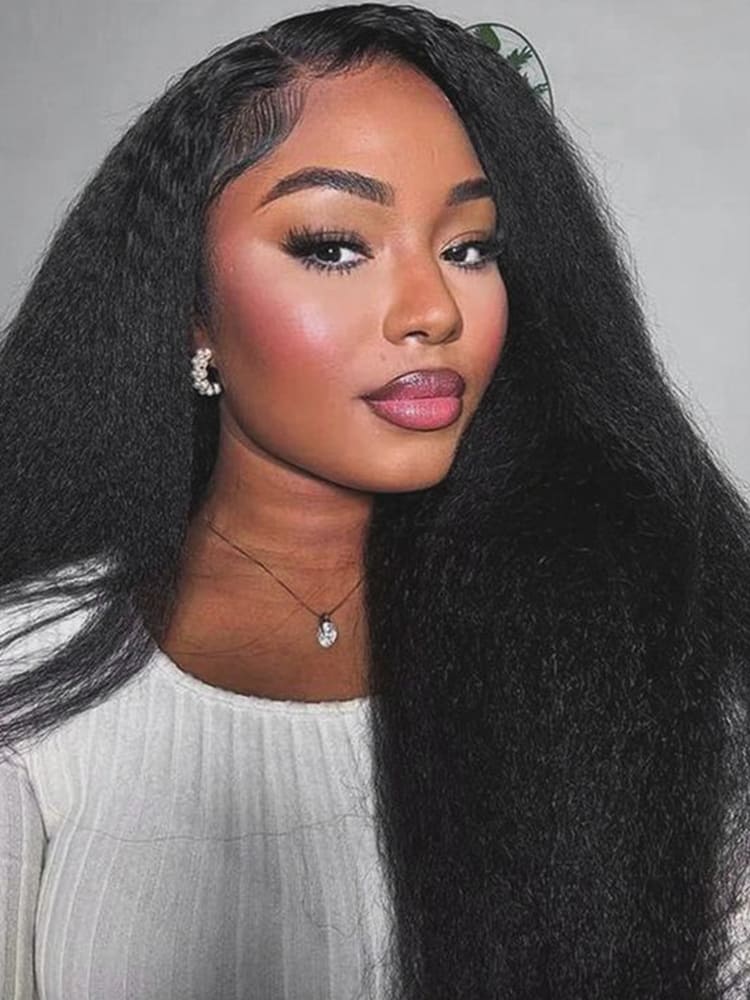 Kinky Straight Lace Front Wig With Side Parting