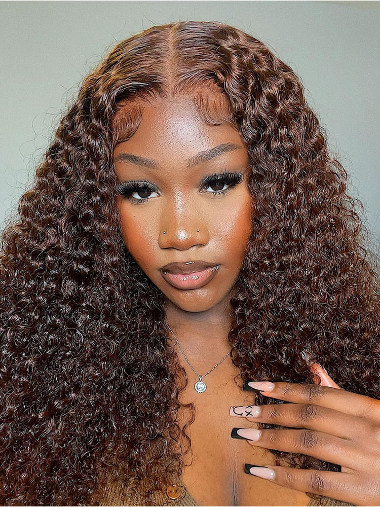 Pre Plucked Brown Loose Curly Wig