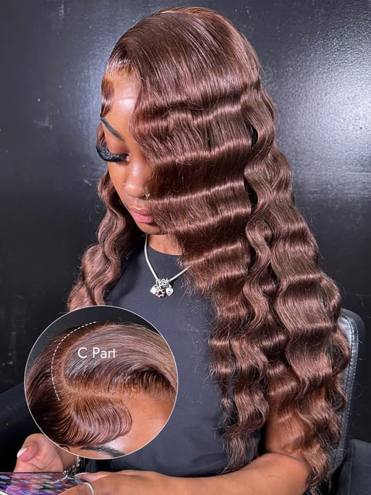 Brown Deep Wave Human Hair Lace Front Wig