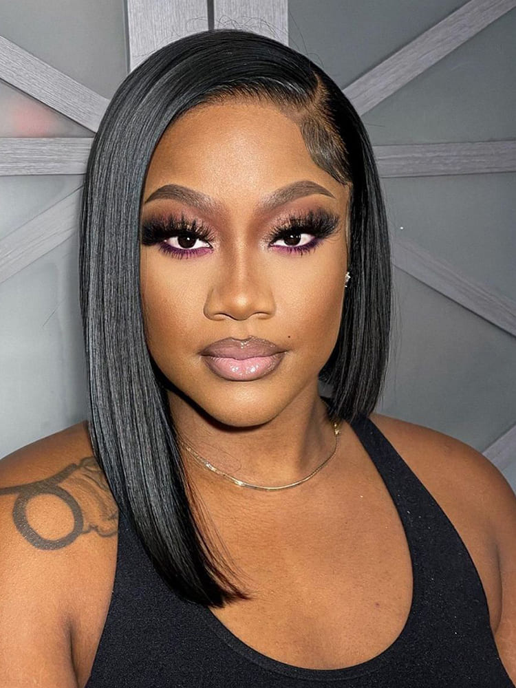 Side Part Asymmetrical Bob Lace Wig