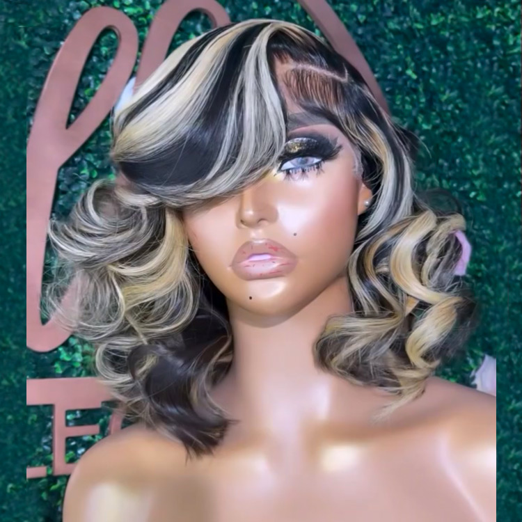 Black Wig With Blonde Highlights
