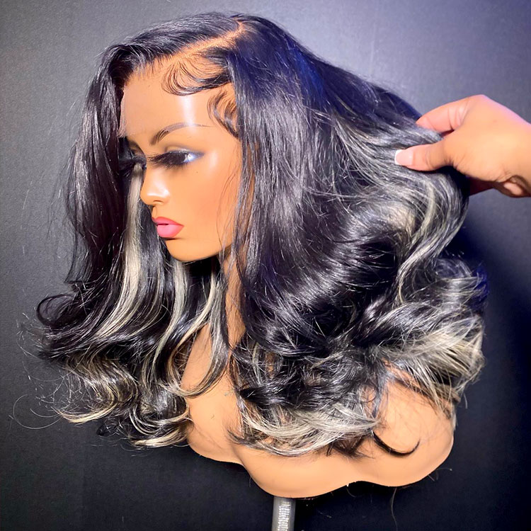 Black Wig With Blonde Highlights