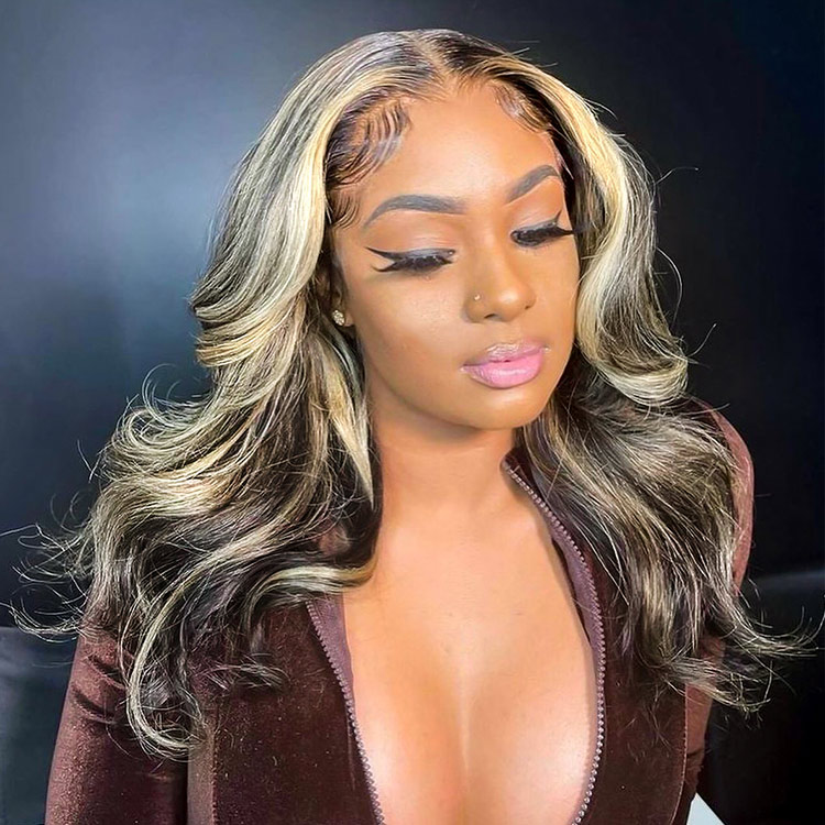 Black Wig With Blonde Streaks