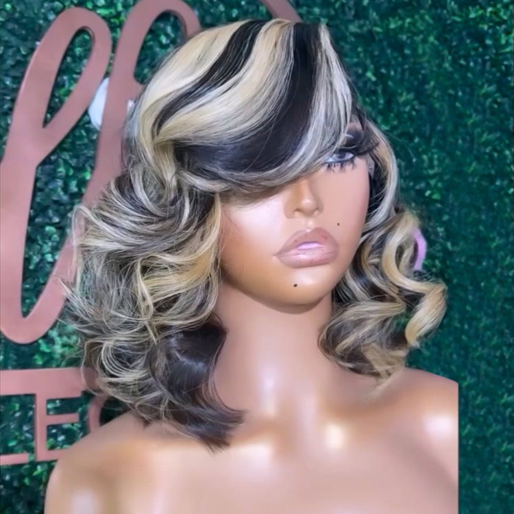 Black Wig With Blonde Streaks In Front