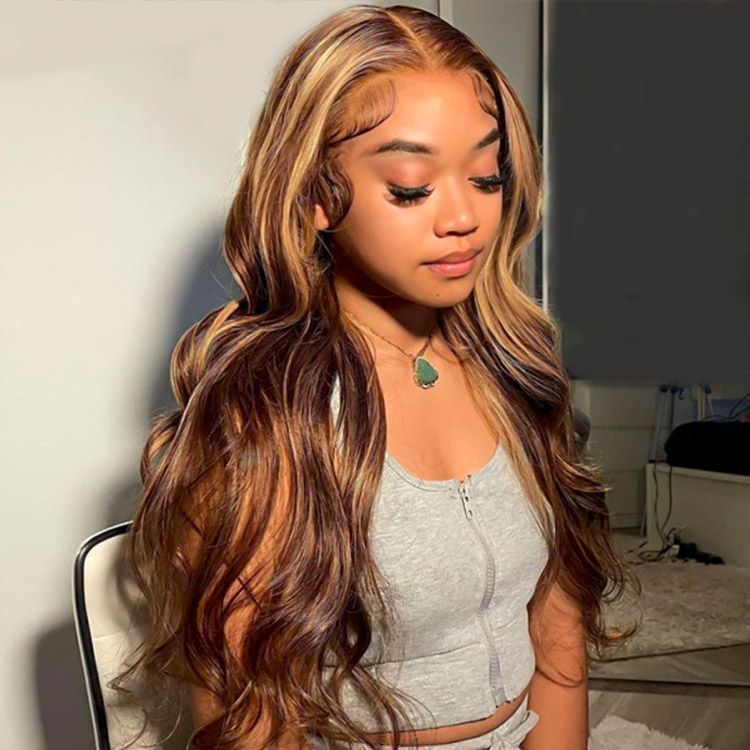 Brown Blonde Highlight Body Wave Wig