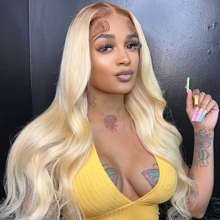 blonde full lace wigs with brown roots