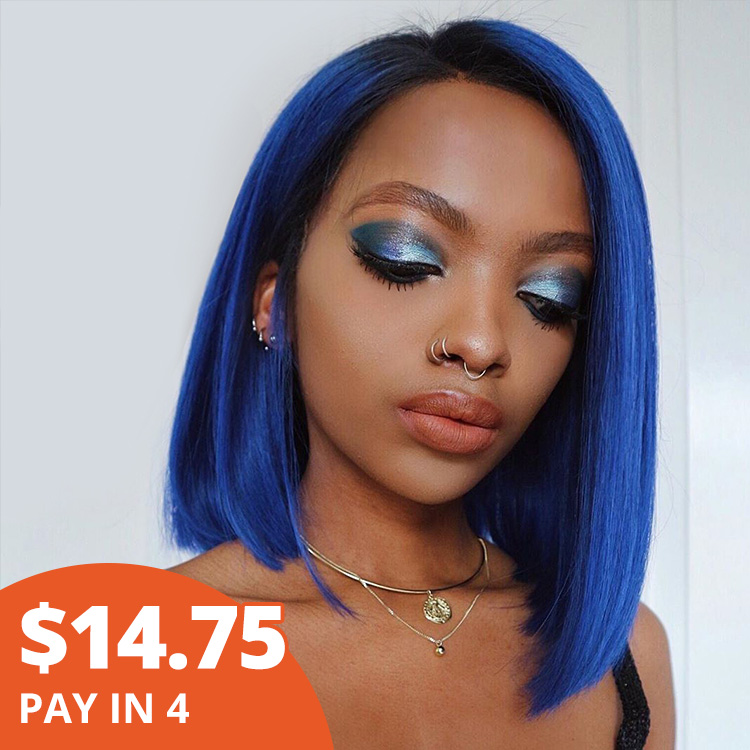 blue bob wig