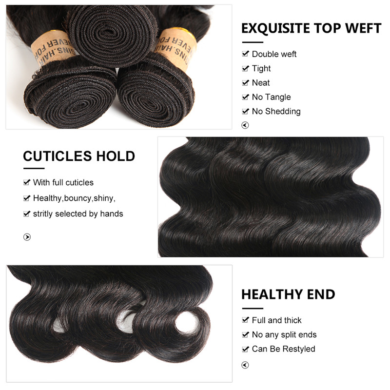 Body Wave Hair 4 Bundles With 13*6 Lace Frontal