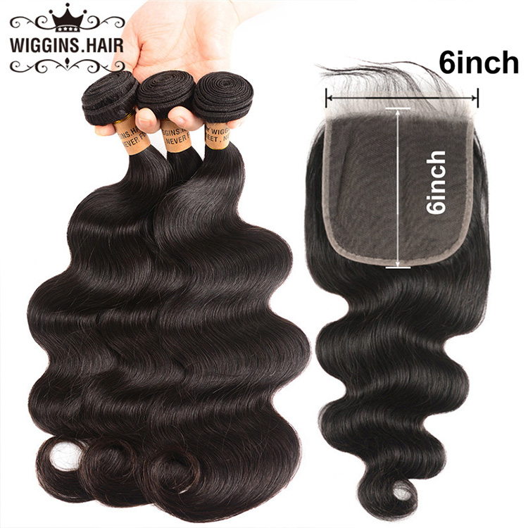 body wave bundles with closure 6x6