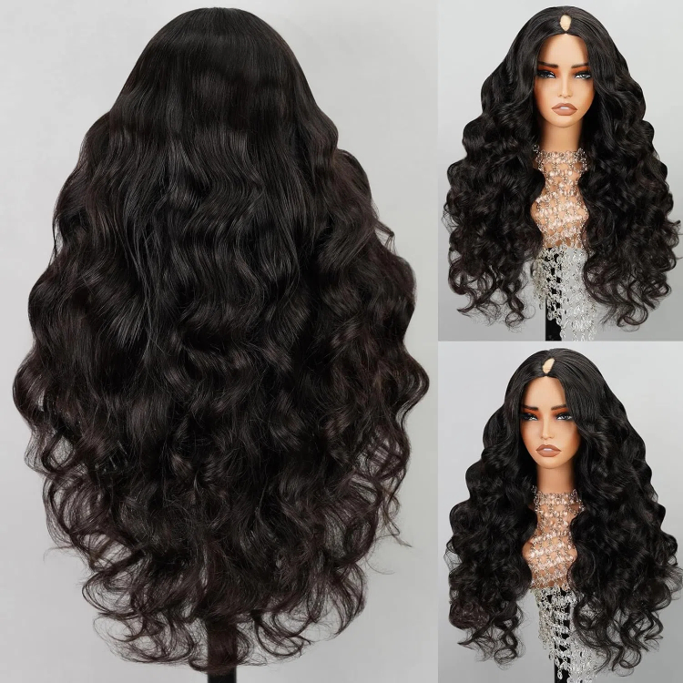 body wave human hair v part wig