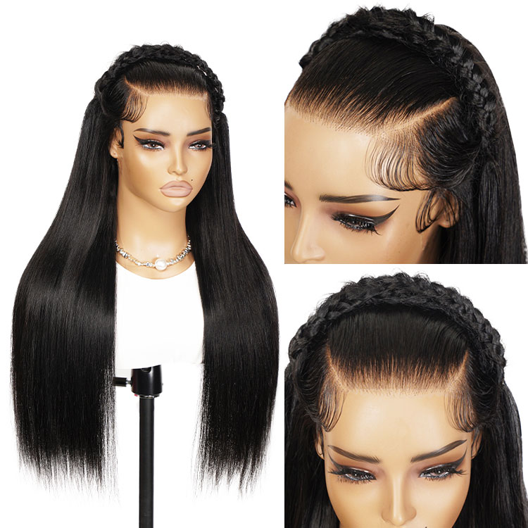 straight hair with braids