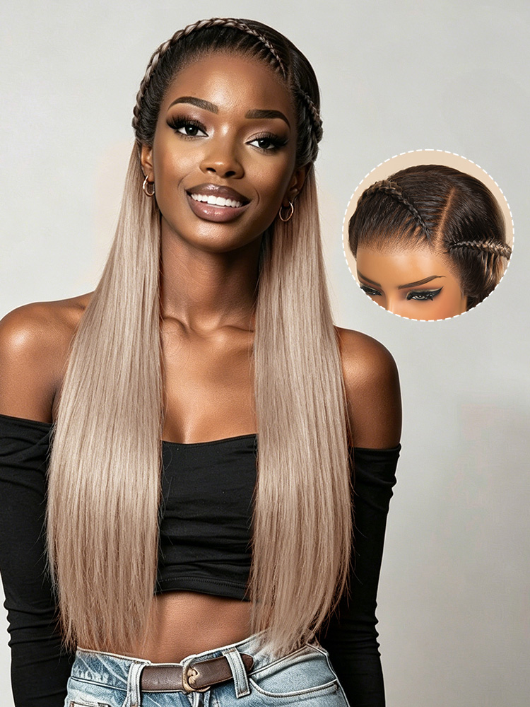  Braided Straight human hair wigs