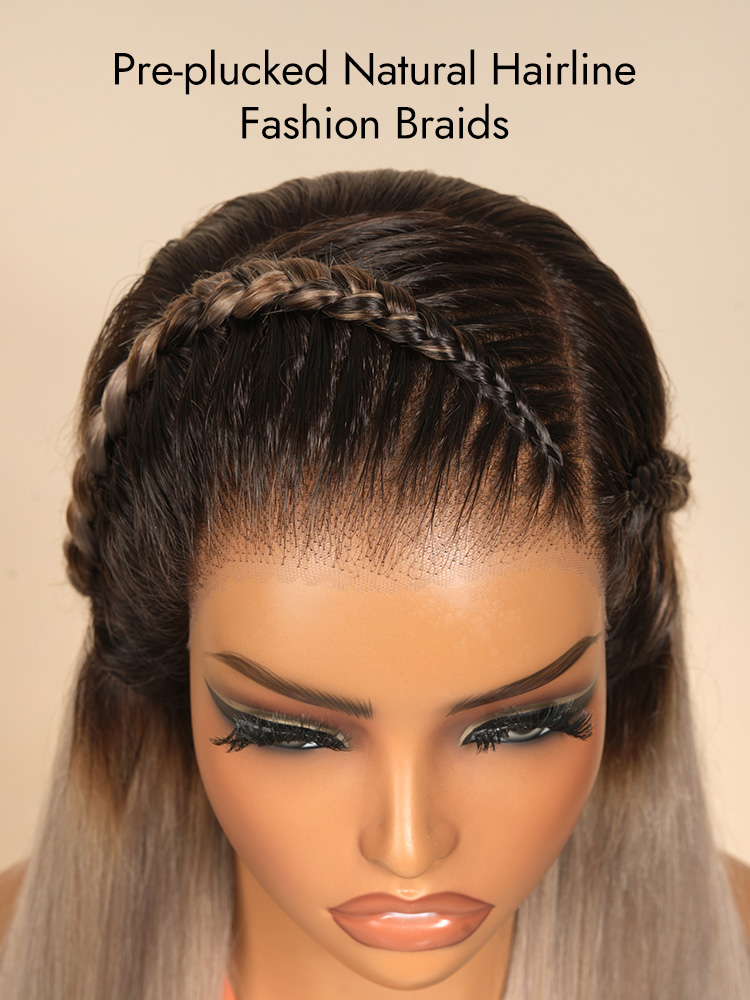  13x6 Lace Braided Straight human hair wigs