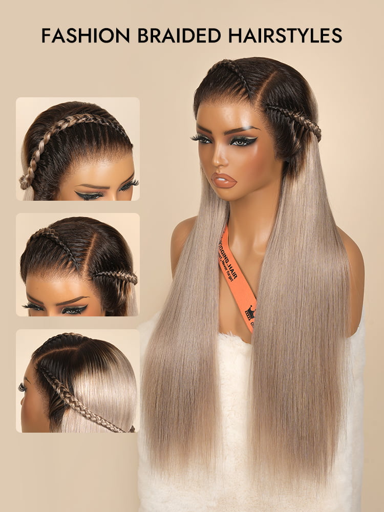ombre ash blonde braided human hair wig