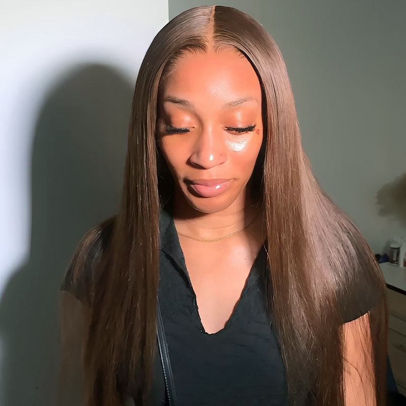 6x8 lace closure brown straight wig