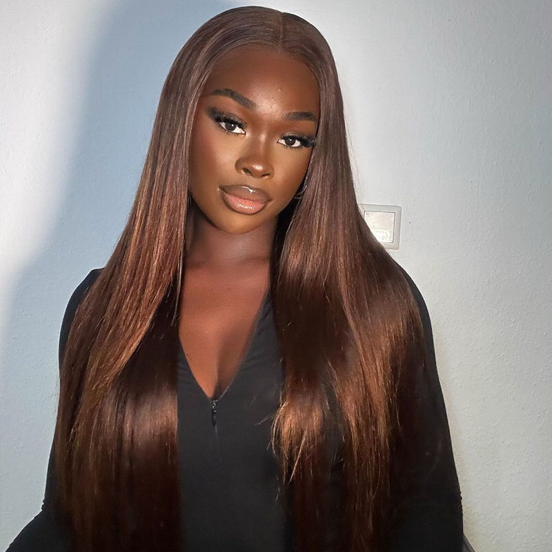 brown straight wig 6x8 lace