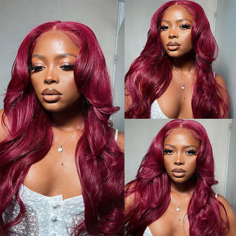burgundy closure wigs