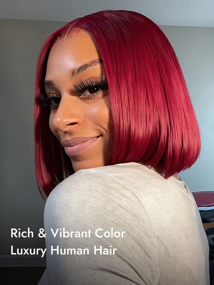 Burgundy Straight BOB  13x4 Lace Frontal