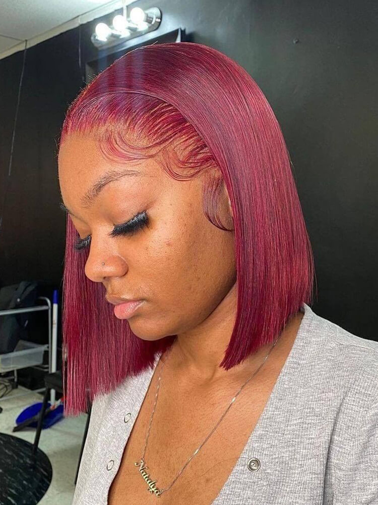  BOB Wig Burgundy Human Hair