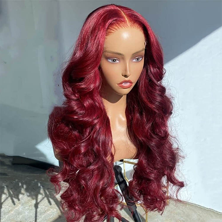 burgundy closure wigs