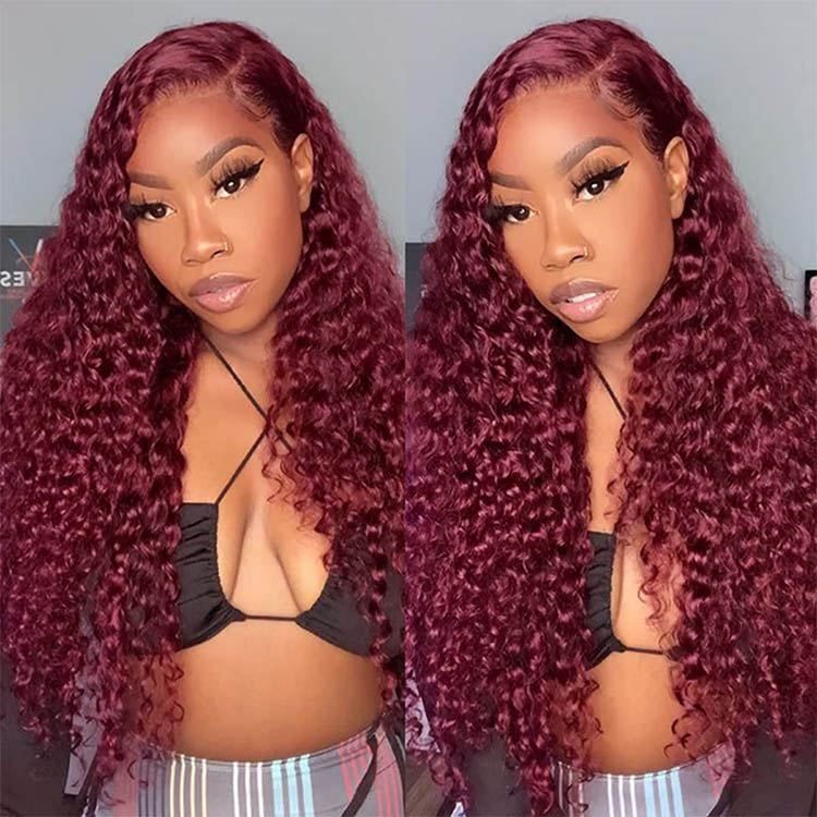Burgundy Deep Wave Wigs