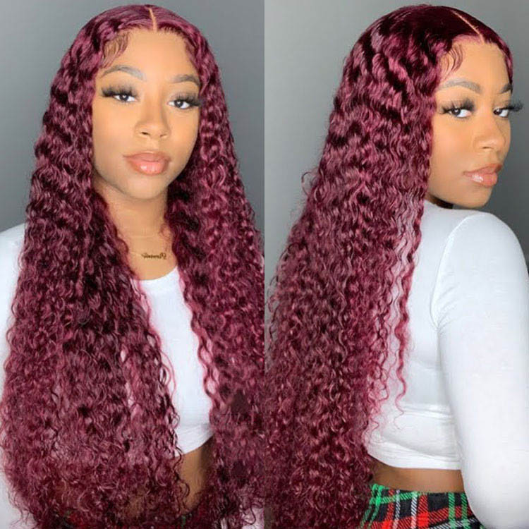 Burgundy Deep Wave Wigs