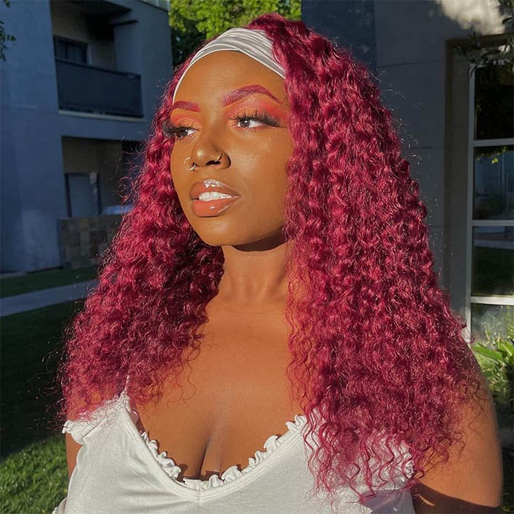 burgundy headband wigs