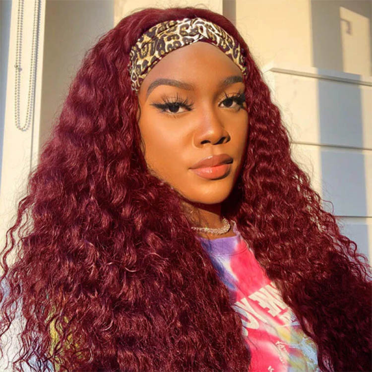 burgundy headband wigs