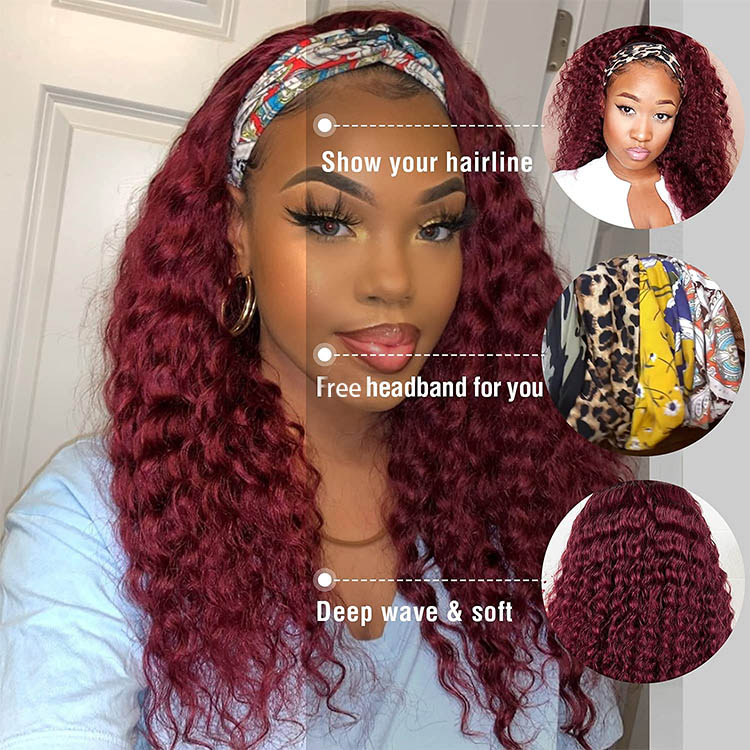 burgundy headband wigs