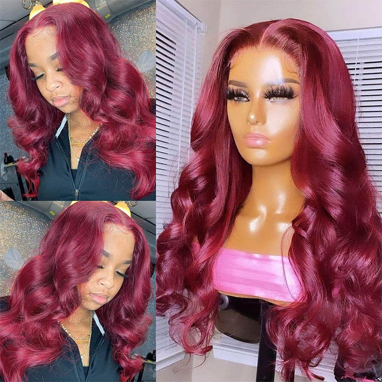 burgundy closure wigs