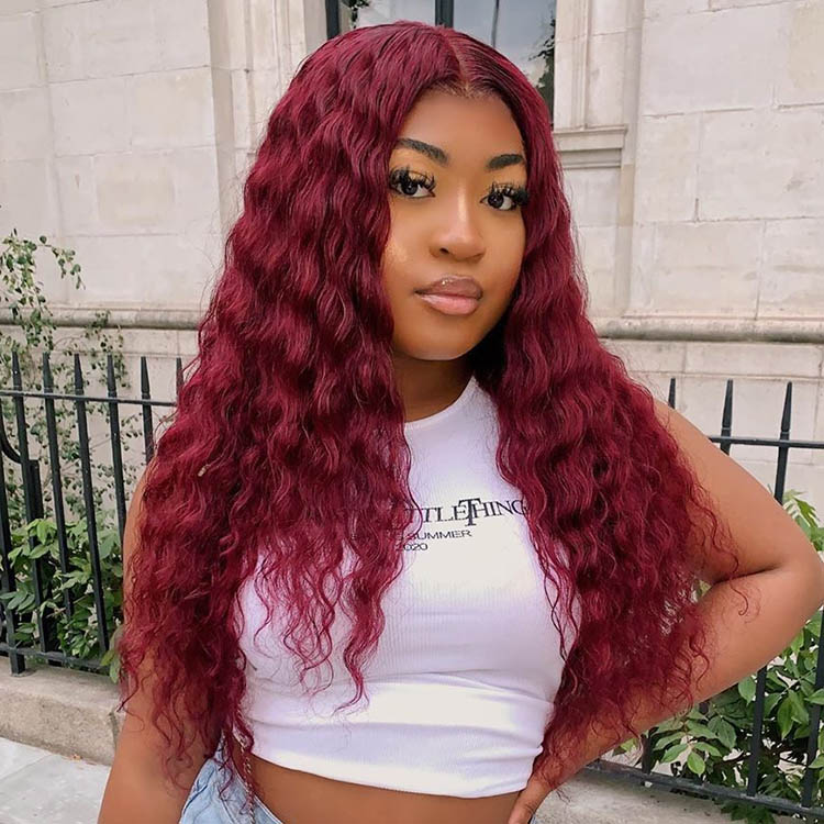 burgundy loose deep wave wigs