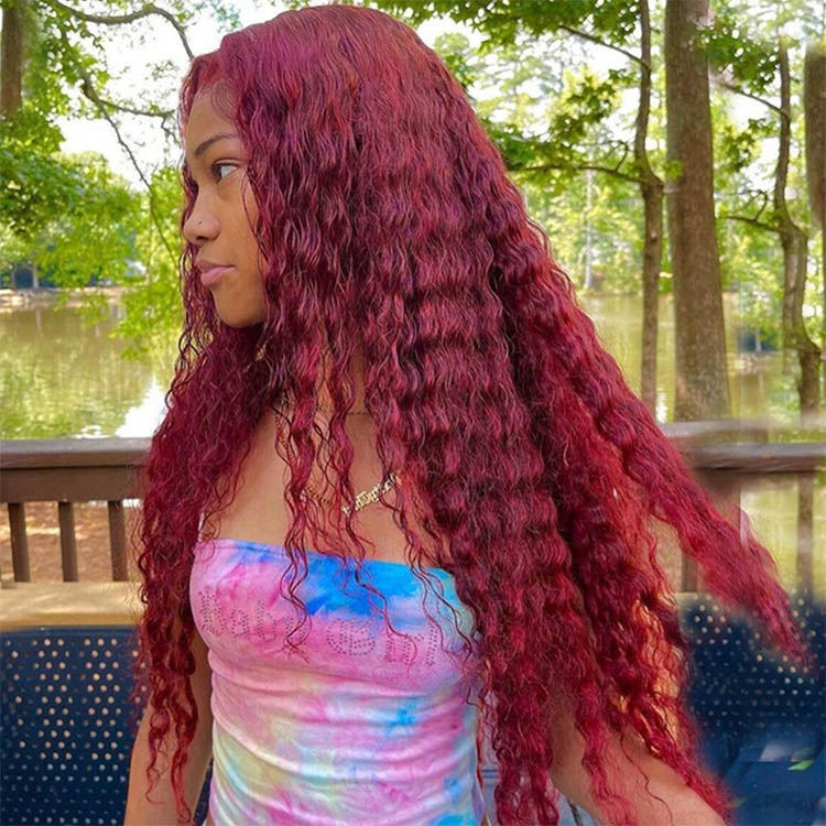 burgundy loose deep wave wigs