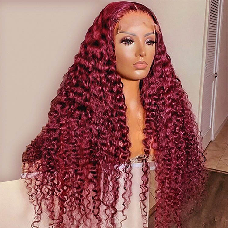burgundy loose deep wave wigs