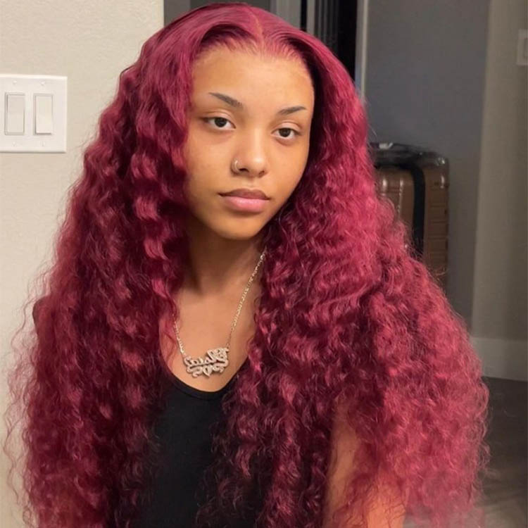 burgundy loose deep wave wigs