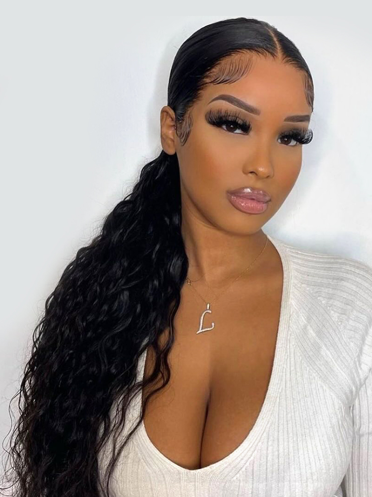 loose deep wave ponytail