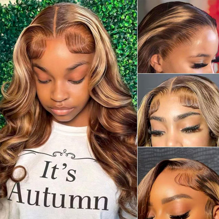 Blonde Highlight Preplucked Hairline Wig
