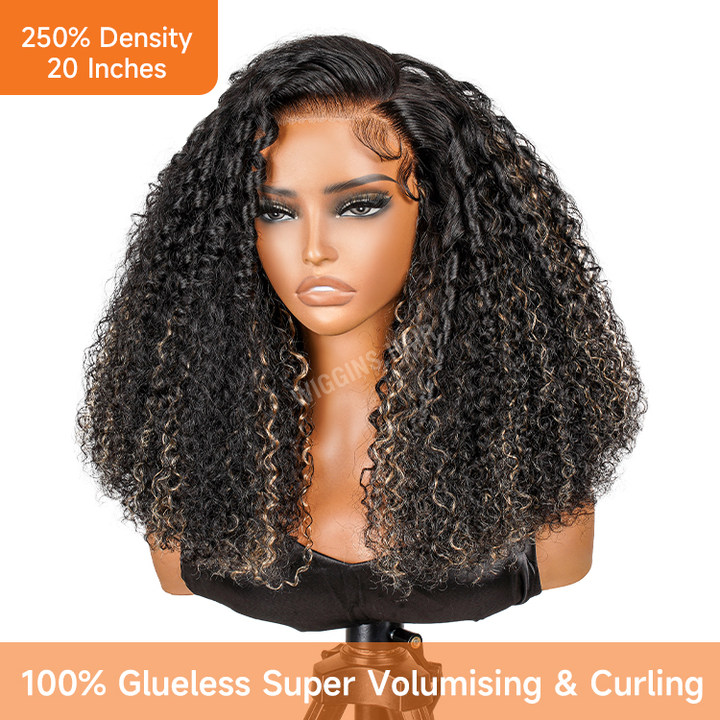 curly hair highlighted wig