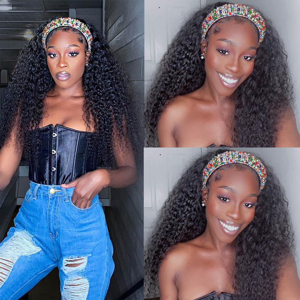 curly head band wigs