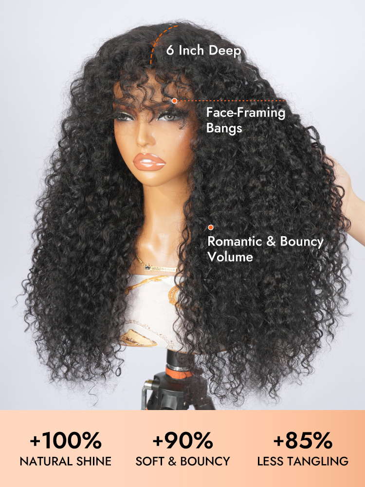 Spanish Curly Human Hair With Bangs