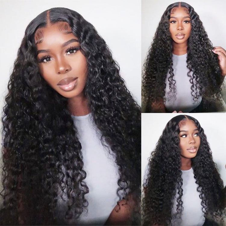 curly glueless closure wigs