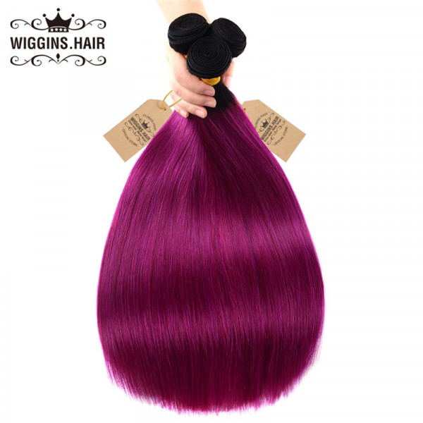 High Quality 1B/Purple Color Human Hair Bundles Straight Hair Weave  -Wigginshair