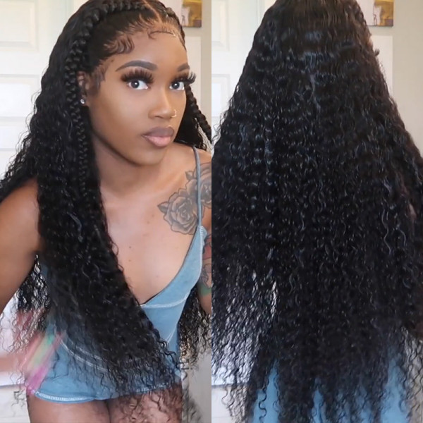 13*6 Kinky Curly Lace Front Wigs With Baby Hair Pre Plucked Light Bleached  Knots -Wigginshair