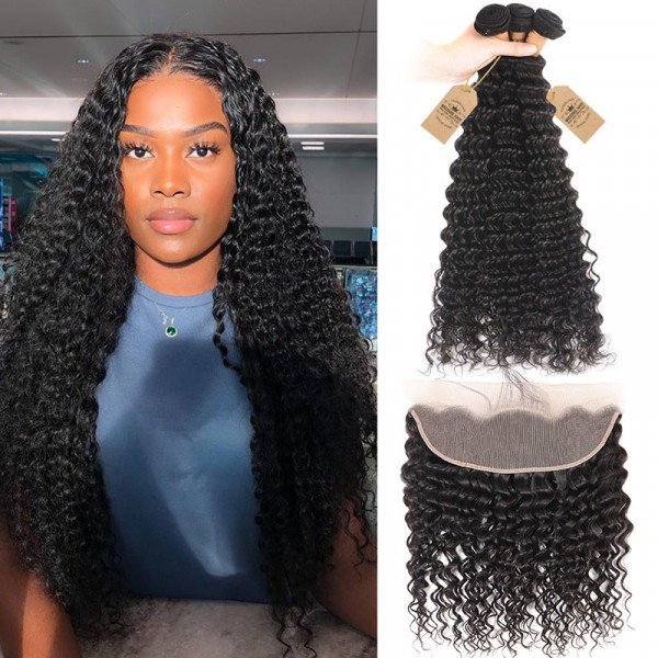 lace frontal deep wave with bundles