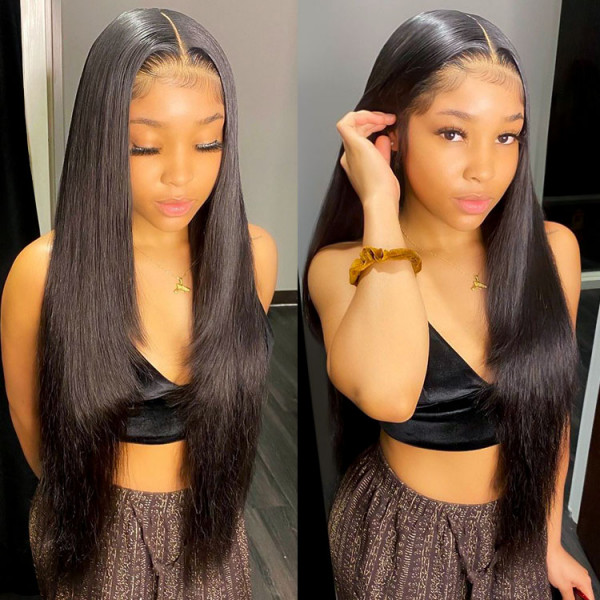 Straight Lace Front Wigs 14-36 Inches Long Lace Front Wigs Pre Plucked  -Wigginshair