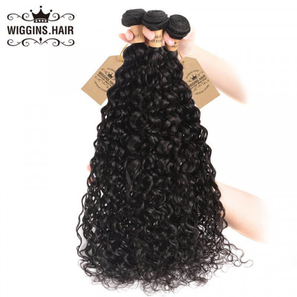 WIGGINS HAIR Brazilian Virgin Hair 3 bundles natural wave with 4*4 lace  closure -Wigginshair