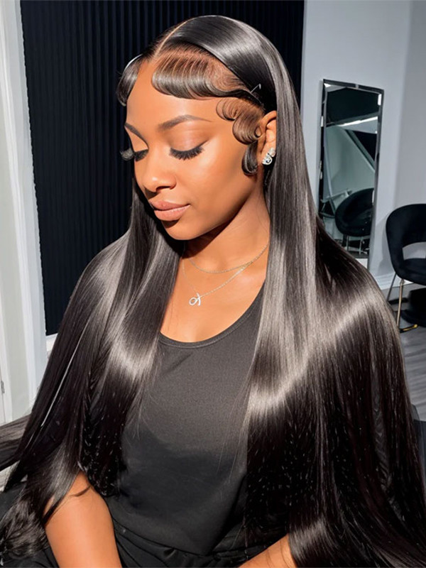 Long Wigs Human Hair Lace Front Wigs Straight 13*4 Lace Frontal Wig 16 ...