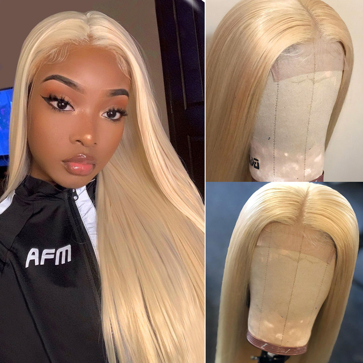 5*5 Glueless 613 Honey Blonde Lace Closure Wig Straight Human Hair Lace